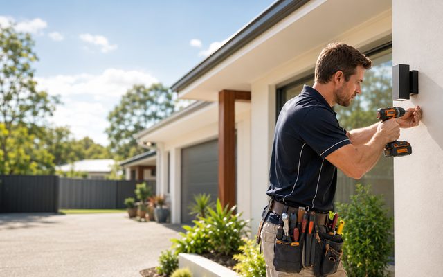 A tradie at work on a Queensland home